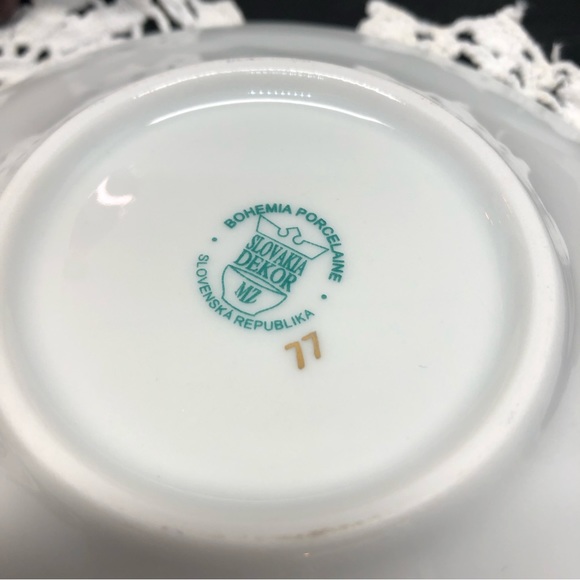 Rare Slovakia Delores MZ Bohemia Porcelaine Violet Lustreware Gold Teacup Set - Picture 4 of 15